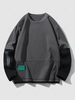 Sweat-shirt Lettre Graphique en Blocs de Couleurs à Col Rond L Gris foncé