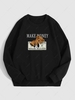 Sweat-shirt Lettre Graphique et Ours avec Motif de Lettre MAKE MONEY à Doublure en Molleton L Noir