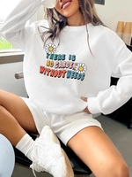 Sweat-shirt Lettre Graphique Fleuri L Blanc