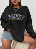 Sweat-shirt Lettre Graphique M Noir