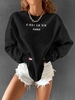 Sweat-shirt Lettre Graphique Minimaliste Xl Noir