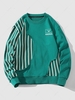 Sweat-shirt Lettre Graphique Panneau Rayé à Col Rond M Vert clair de mer