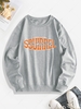 Sweat-shirt Lettre Graphique Xxl Gris