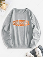 Sweat-shirt Lettre Graphique Xxl Gris