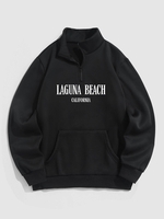 Sweat-shirt Lettre LAGUNA BEACH Grande Capacité Thermique en Molleton M Noir