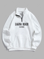 Sweat-shirt Lettre LAGUNA BEACH Grande Capacité Thermique en Molleton Xl Blanc