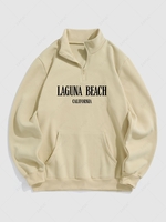Sweat-shirt Lettre LAGUNA BEACH Grande Capacité Thermique en Molleton Xl Café lumière