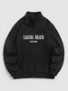 Sweat-shirt Lettre LAGUNA BEACH Grande Capacité Thermique en Molleton Xl Noir
