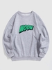 Sweat-shirt Lettre MOON Brodée en Laine Doublé M Gris clair