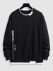 Sweat-shirt Lettre Point de Boutonnière Latérale Xl Noir