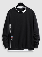 Sweat-shirt Lettre Point de Boutonnière Latérale Xl Noir
