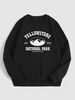 Sweat-shirt Lettre YELLOWSTONE Montagne Graphique Thermique à Doublure en Laine L Noir