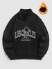 Sweat-shirt LOS ANGELES Graphique Palmier à Doublure en Laine Xl Noir
