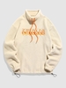 Sweat-shirt Molletonné Lettre CHICAGO Brodée avec Cordon de Serrage L Café lumière