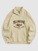 Sweat-shirt Motif de Arbre YELLOWSTONE NATIONAL PARK Zippé Doublure en Laine M Café lumière
