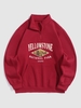 Sweat-shirt Motif de Arbre YELLOWSTONE NATIONAL PARK Zippé Doublure en Laine S Rouge