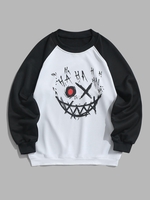 Sweat-shirt Motif de Caractère Amusant en Blocs de Couleurs M Noir