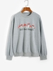 Sweat-shirt Motif de Champignon à Goutte Epaule S Gris