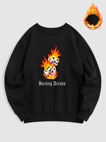 Sweat-shirt Motif de Dé Flamme en Laine L Noir