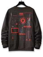 Sweat-shirt Motif de Dessin Animé Graphique à Goutte Epaule Esthétique Y2K S Gris foncé