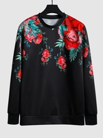 Sweat-shirt Motif de Fleur L Noir