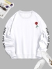 Sweat-Shirt Motif Rose et Lettre Xxl Blanc