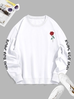 Sweat-Shirt Motif Rose et Lettre Xxl Blanc