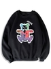 Sweat-shirt Ours Dessin Animé Imprimé à Ourlet Côtelé 2xl Noir