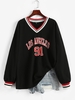 Sweat-shirt Oversize à Lettre "LOS ANGELES" de Style Blokecore L Noir