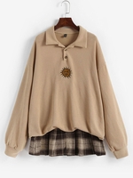 Sweat-shirt Polo Soleil Brodé avec Bouton en Avant M Café