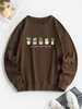 Sweat-shirt Pull-over à Imprimé Cactus et Plante L Café profond