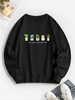 Sweat-shirt Pull-over à Imprimé Cactus et Plante L Noir