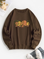 Sweat-shirt Pull-over à Imprimé Champignon L Café profond