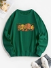 Sweat-shirt Pull-over à Imprimé Champignon L Vert profond