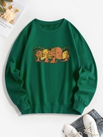 Sweat-shirt Pull-over à Imprimé Champignon L Vert profond