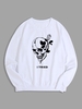 Sweat-Shirt Pull-over à Imprimé Crâne et Roses Halloween Esthétique Y2K S Blanc