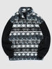 Sweat-shirt Pull-over à Imprimé Ethnique Aztèque Zippé L Bleu clair