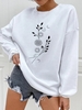 Sweat-shirt Pull-over à Imprimé Feuille Soleil et Lune L Blanc