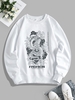 Sweat-shirt Pull-over à Imprimé Fleur Dragon L Blanc