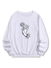Sweat-shirt Pull-over à Imprimé Fleur en Main M Blanc