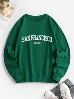 Sweat-shirt Pull-over à Imprimé Lettre San Francisco S Vert profond
