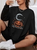 Sweat-Shirt Pull-over à Imprimé Lune et Citrouille D