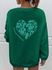 Sweat-shirt Pull-over à Imprimé Émoticône Visage Souriant Cœur Xl Vert profond