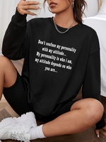 Sweat-shirt Pull-over à Imprimé Slogan M Noir