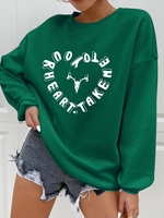 Sweat-shirt Pull-over à Imprimé Tête de Slogan Xxl Vert profond