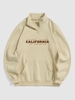 Sweat-shirt Pull-over avec Doublure en Polaire Motif CALIFORNIA UNITED STATES Lettre M Café lumière
