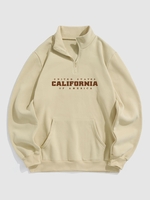 Sweat-shirt Pull-over avec Doublure en Polaire Motif CALIFORNIA UNITED STATES Lettre M Café lumière