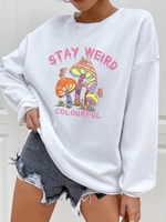 Sweat-shirt Pull-over Champignon Coloré Papillon Imprimé Xl Blanc
