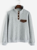 Sweat-shirt Pull-over Contrasté avec Bouton Pression à Rabat S Gris
