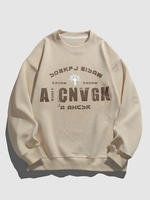 Sweat-shirt Pull-over Croisé à Imprimé Lettre M Café lumière